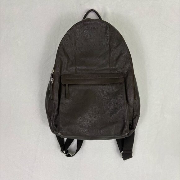 Cole Haan Brown Pebbled Leather Backpack - Picture 1 of 15